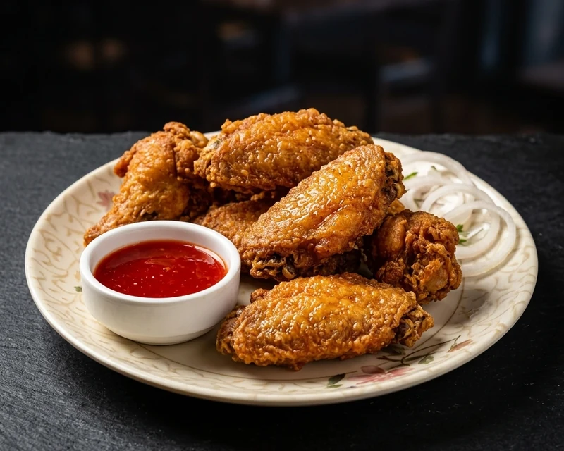 Fried chicken wings at Asian Hakka Chinese & Indian Restaurant, Queen Street West, Brampton